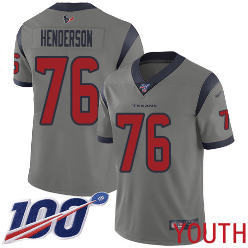 Houston Texans Limited Gray Youth Seantrel Henderson Jersey NFL Football #76 100th Season Inverted Legend
